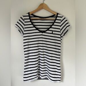 Ralph Lauren Sport V Neck Shirt Striped Size L 100% Cotton